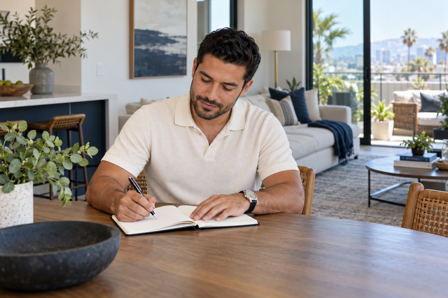 Illustrative client writing down his rental preferences